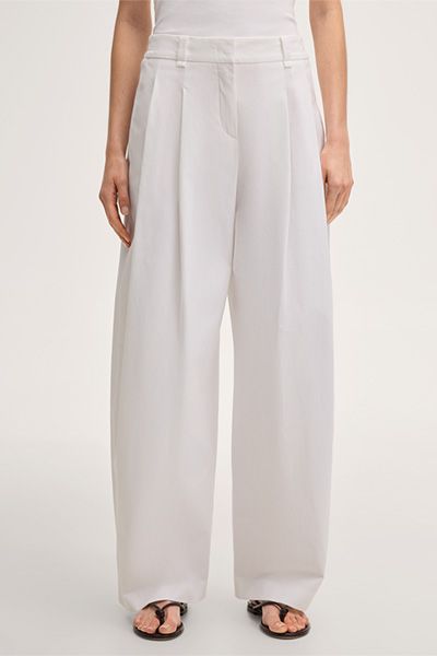 Palazzo-Hose aus Baumwoll-Gabardine mit Bundfalte