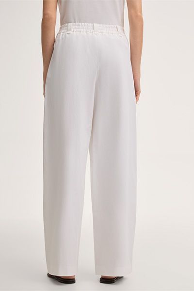 Palazzo-Hose aus Baumwoll-Gabardine mit Bundfalte