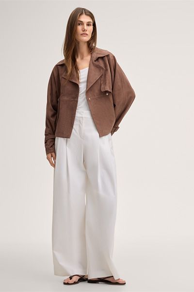 Luxuriöse Lammveloursjacke im Trench-Stil