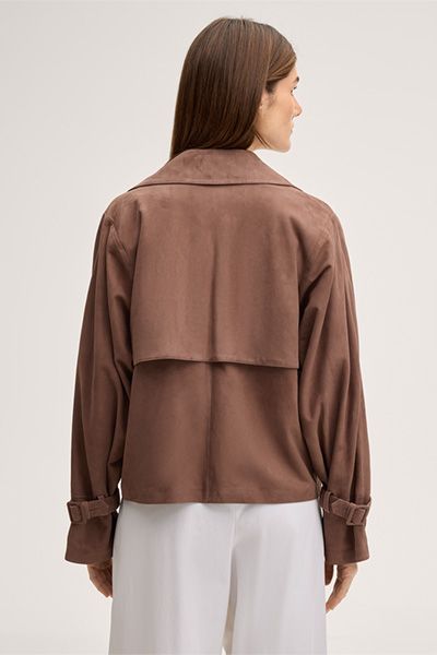 Luxuriöse Lammveloursjacke im Trench-Stil