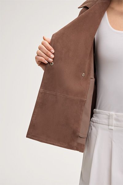Luxuriöse Lammveloursjacke im Trench-Stil