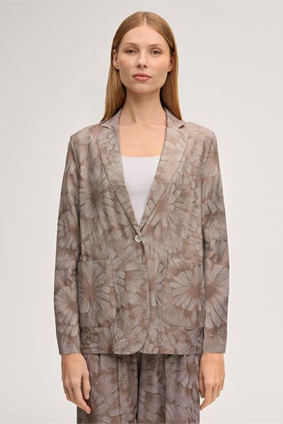 Fließender Floral-Jacquard Seidenmix-Blazer