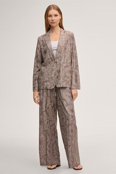 Fließender Floral-Jacquard Seidenmix-Blazer