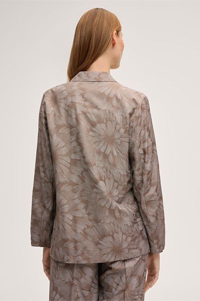 Fließender Floral-Jacquard Seidenmix-Blazer
