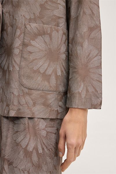 Fließender Floral-Jacquard Seidenmix-Blazer