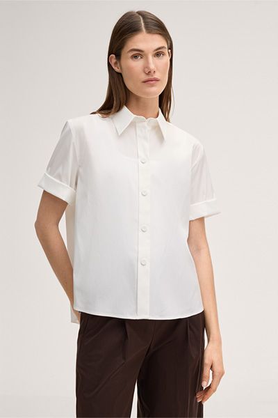 Kurzärmelige Hemdbluse aus Baumwollstretch