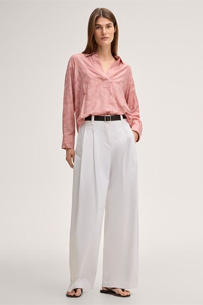 Florale Viskose-Seiden-Bluse mit Ballonärmeln