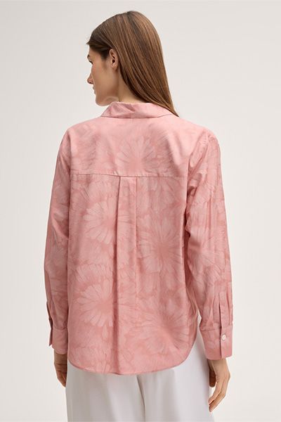 Florale Viskose-Seiden-Bluse mit Ballonärmeln