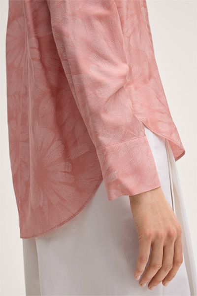 Florale Viskose-Seiden-Bluse mit Ballonärmeln