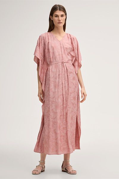 Kaftankleid aus Seidenmix mit Blumenprint