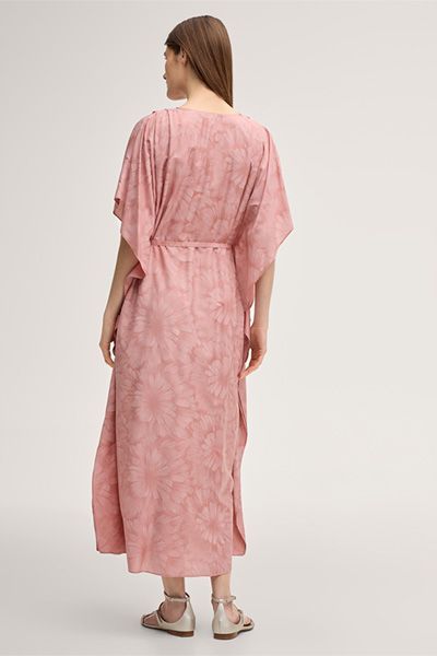 Kaftankleid aus Seidenmix mit Blumenprint
