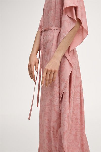 Kaftankleid aus Seidenmix mit Blumenprint