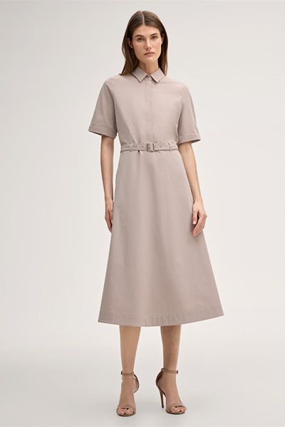 Tailliertes Gabardine-Midi-Hemdblusenkleid