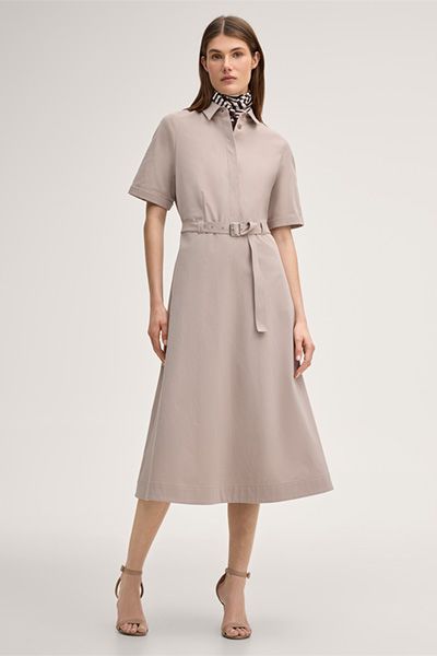 Tailliertes Gabardine-Midi-Hemdblusenkleid