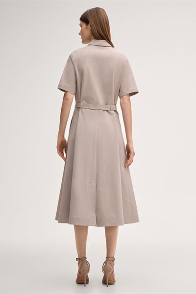 Tailliertes Gabardine-Midi-Hemdblusenkleid
