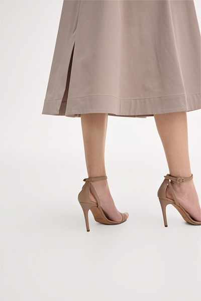 Tailliertes Gabardine-Midi-Hemdblusenkleid