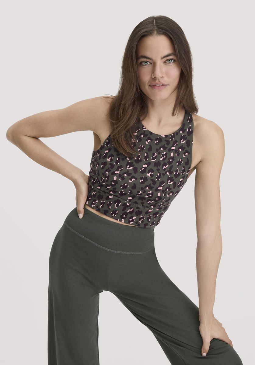 Sport-Bustier mit Leopardenmuster und Stehkragen