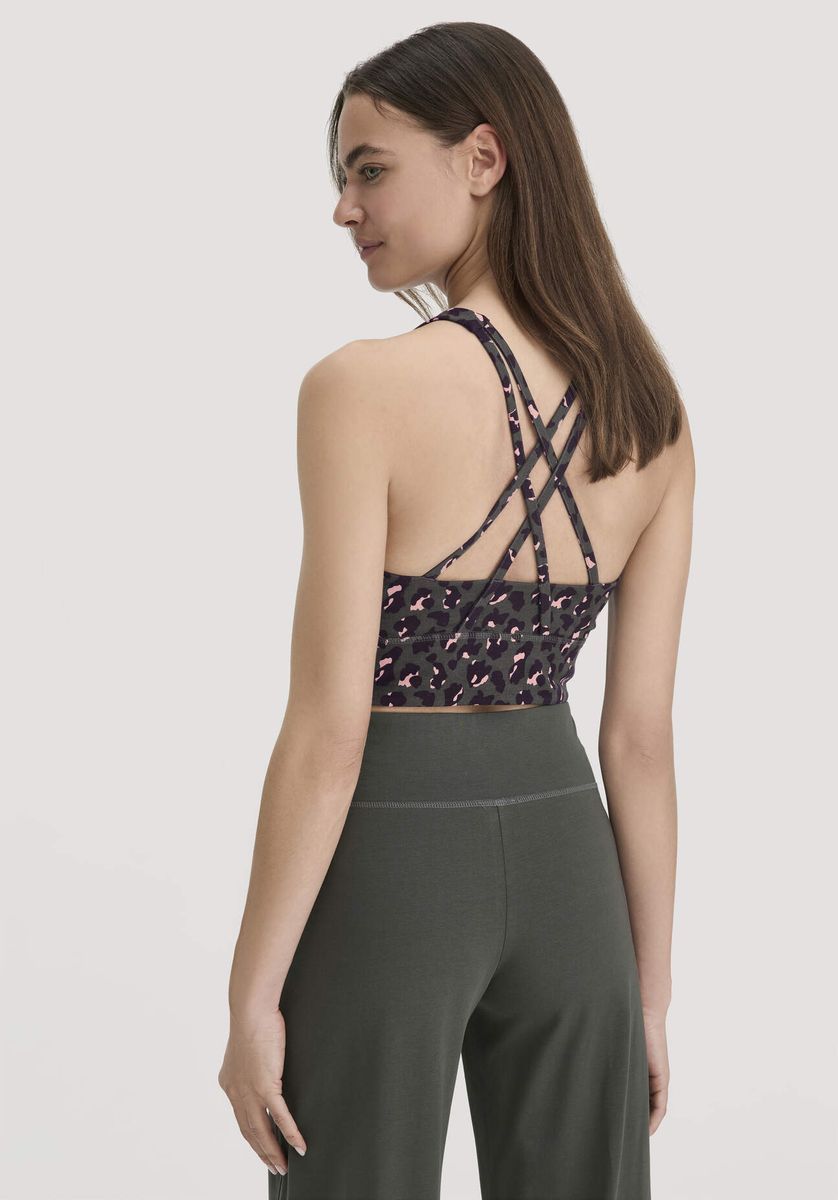 Sport-Bustier mit Leopardenmuster und Stehkragen