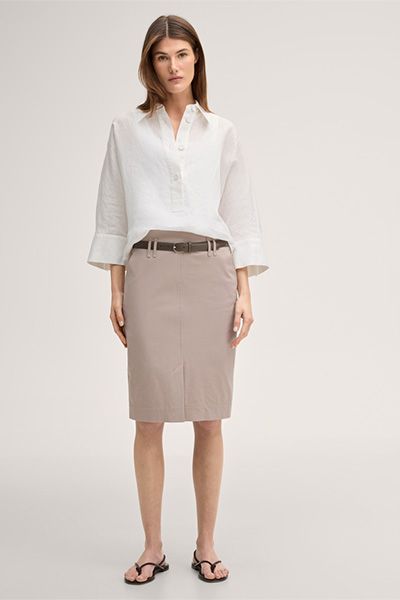 Eleganter Bleistiftrock aus Baumwoll-Gabardine