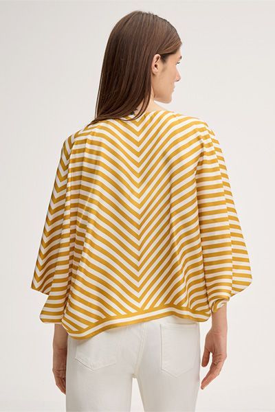 Fließende gestreifte Seiden-Poncho-Bluse