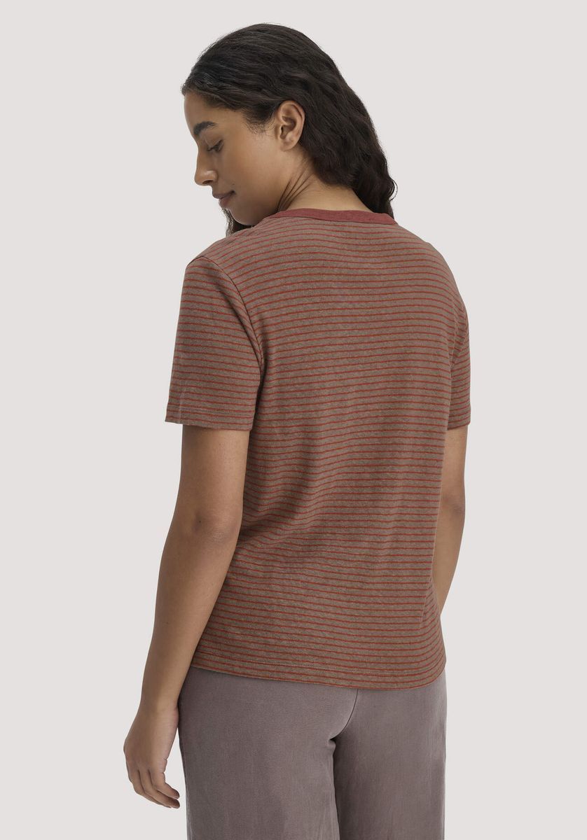 Lässiges gestreiftes Leinen-Baumwoll-Shirt