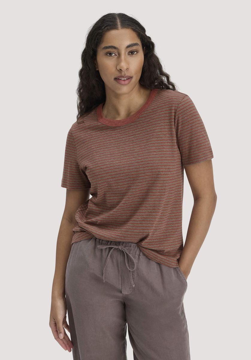 Lässiges gestreiftes Leinen-Baumwoll-Shirt