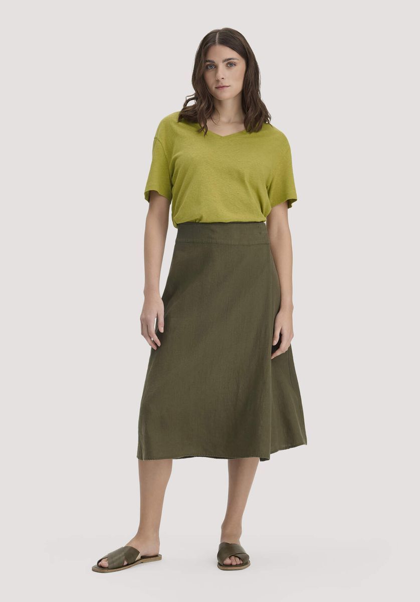 Eleganter A-Linien-Midirock aus Leinen