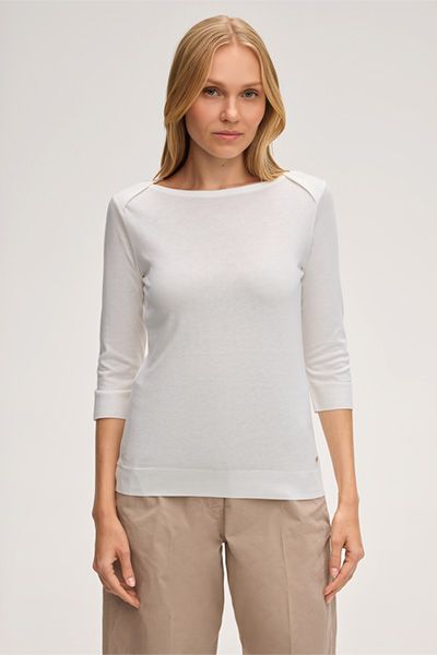 Lyocell-Baumwoll-Shirt mit U-Boot-Ausschnitt