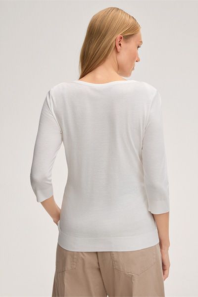 Lyocell-Baumwoll-Shirt mit U-Boot-Ausschnitt