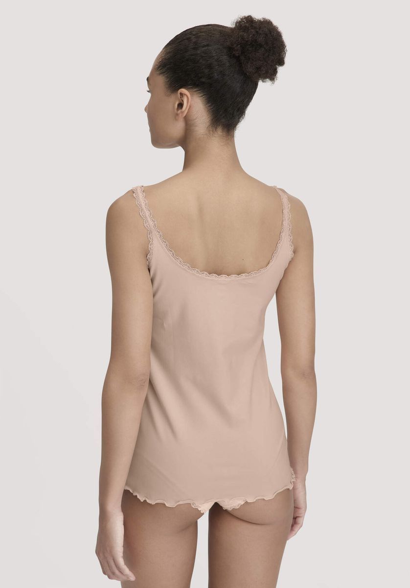 Baumwoll-Camisole mit Spitzenborte