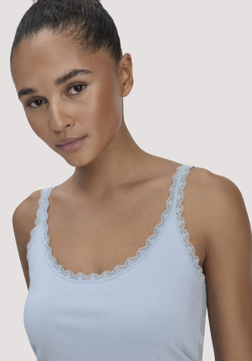 Tanktop mit Spitzenbesatz aus Bio-Baumwolle