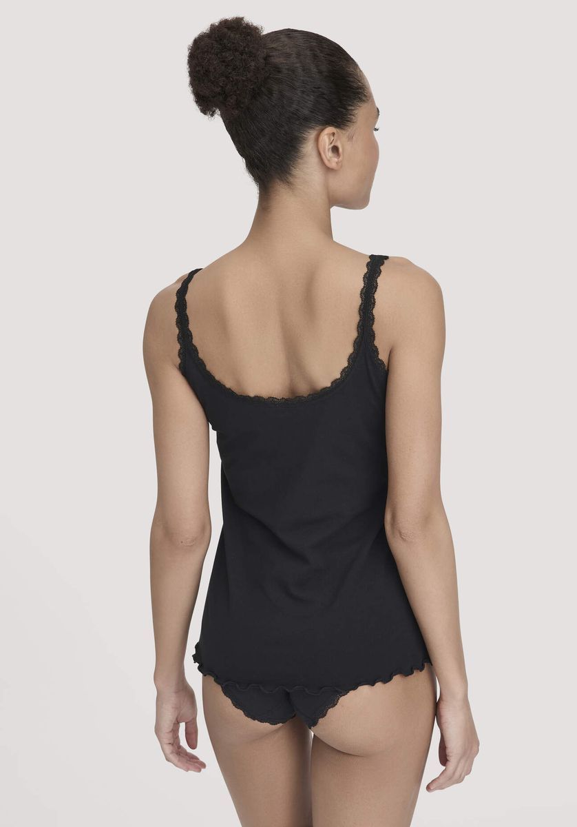 Bio-Baumwolle Tanktop mit Spitzenbesatz