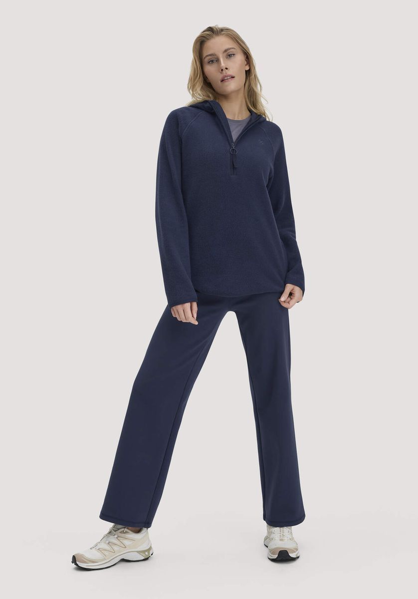 Bio-Baumwolle Fleece-Hoodie mit Halbreißverschluss