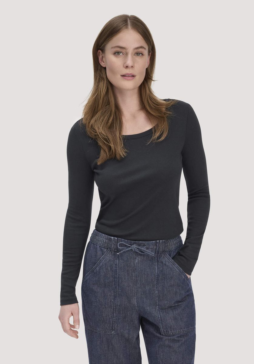 Körpernahes Langarmshirt mit Rippstruktur