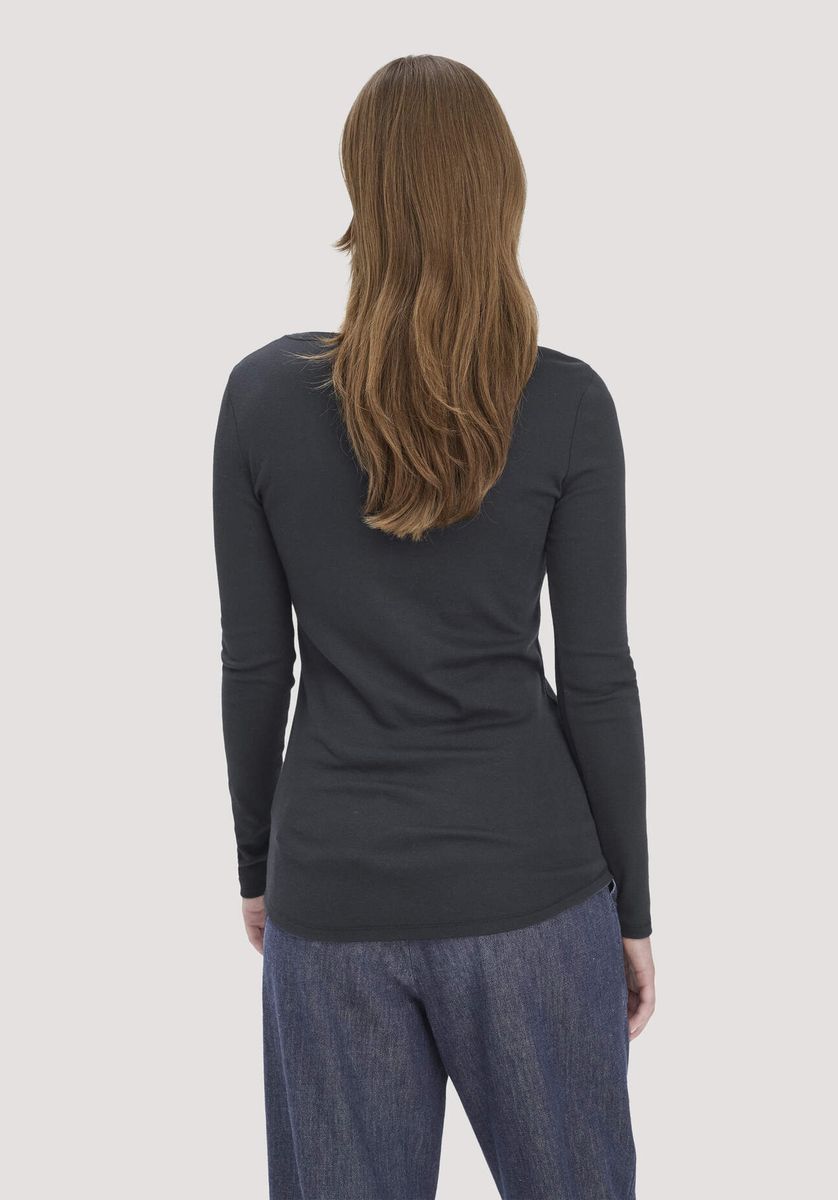 Körpernahes Langarmshirt mit Rippstruktur