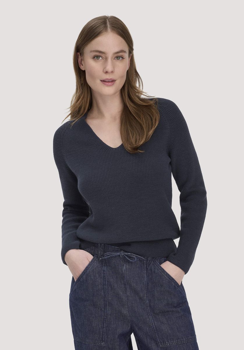 V-Ausschnitt Raglan Baumwollpullover