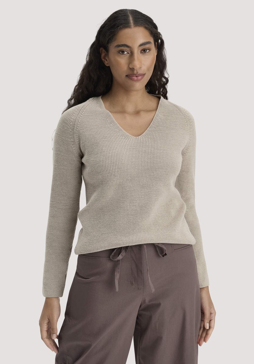 V-Ausschnitt-Pullover aus Bio-Baumwolle