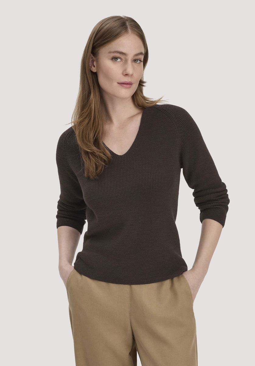 Raglan-Strickpullover mit V-Ausschnitt