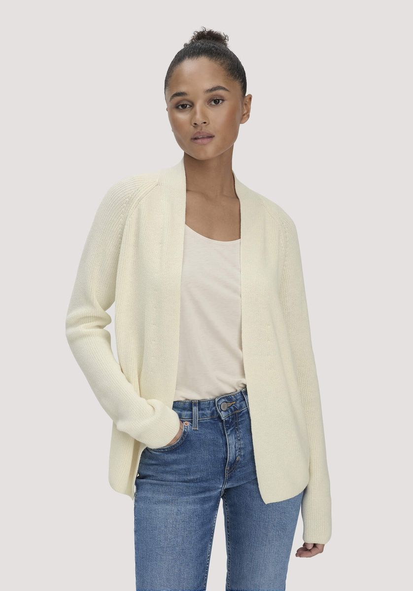 Minimalistische Schalkragen Baumwoll-Strickjacke