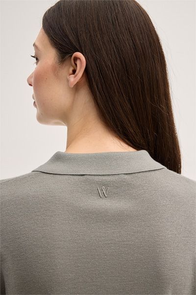 Luxuriöses Langarm-Polo aus Woll-Seide