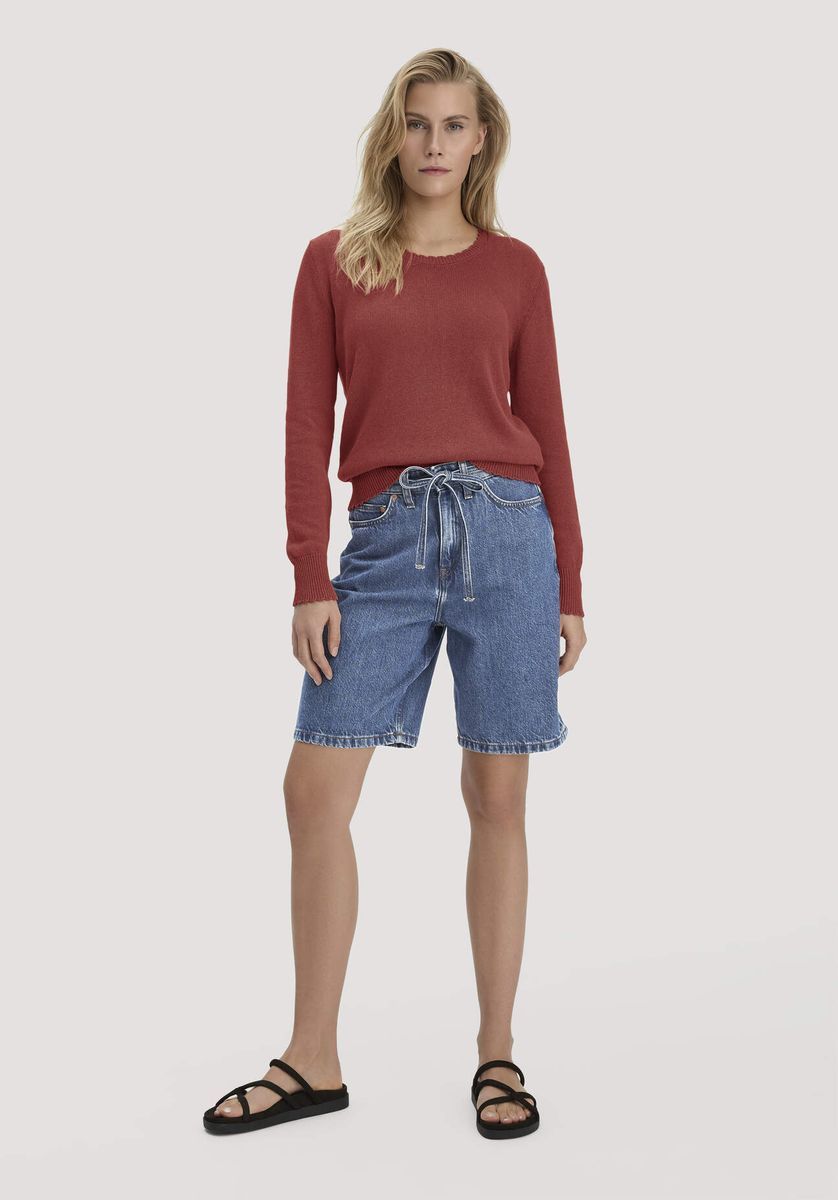 Leinen-Mix Pullover mit Wellenkante