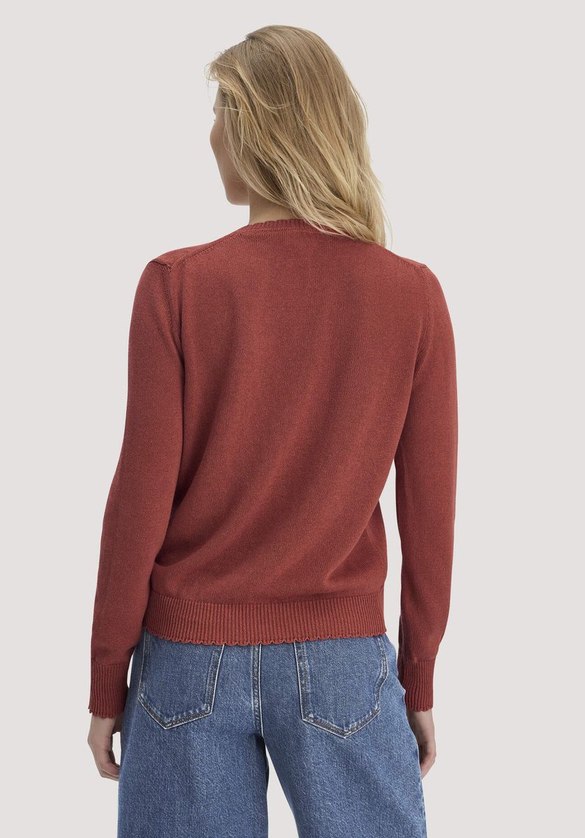 Leinen-Mix Pullover mit Wellenkante