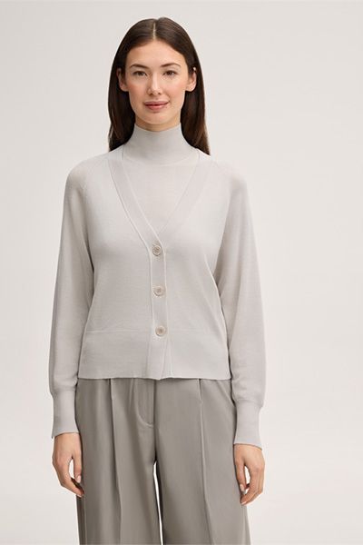 V-Ausschnitt Cardigan aus Schurwoll-Seidenmix