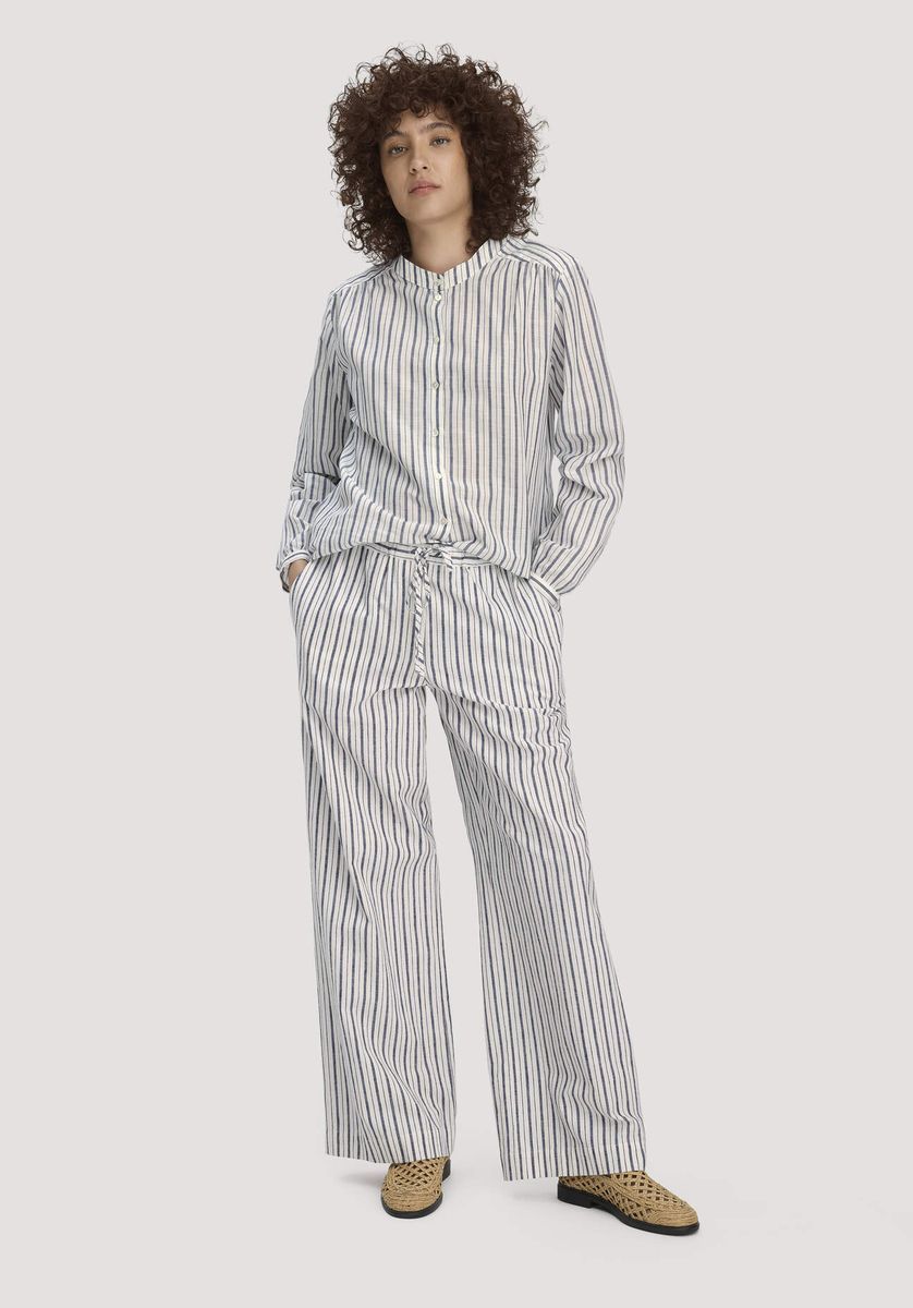 Gestreifte Relaxed-Bluse aus Baumwoll-Leinen