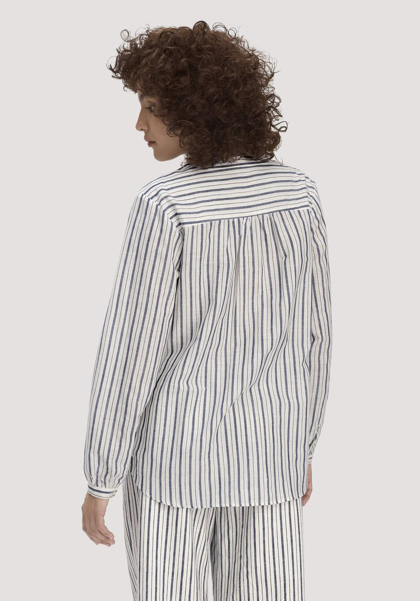 Gestreifte Relaxed-Bluse aus Baumwoll-Leinen