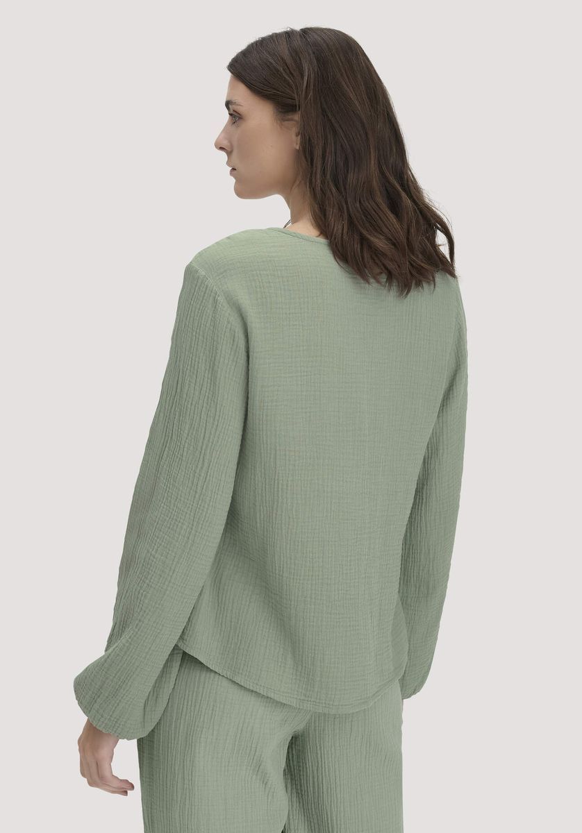 Lockere Musselin-Bluse mit Knopfleiste