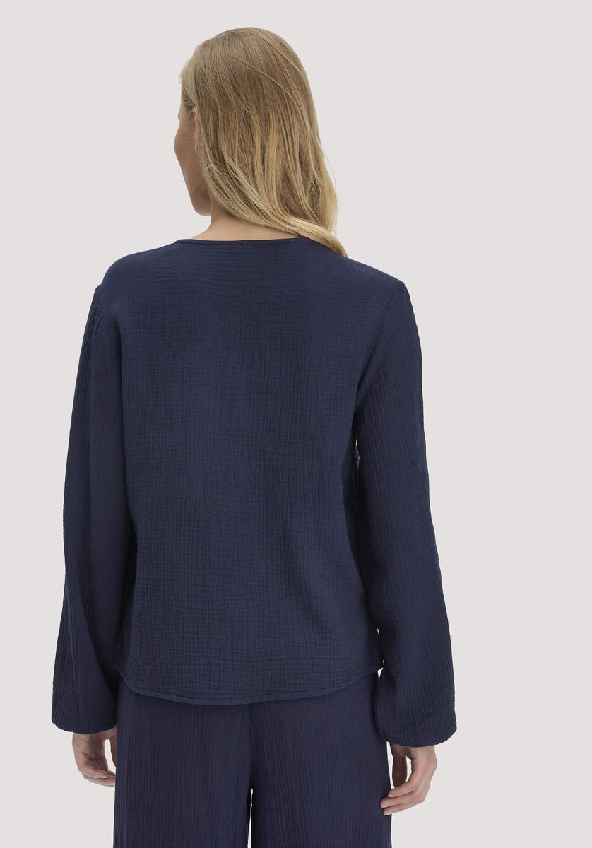 Relaxte Musselin-Bluse mit Knopfleiste