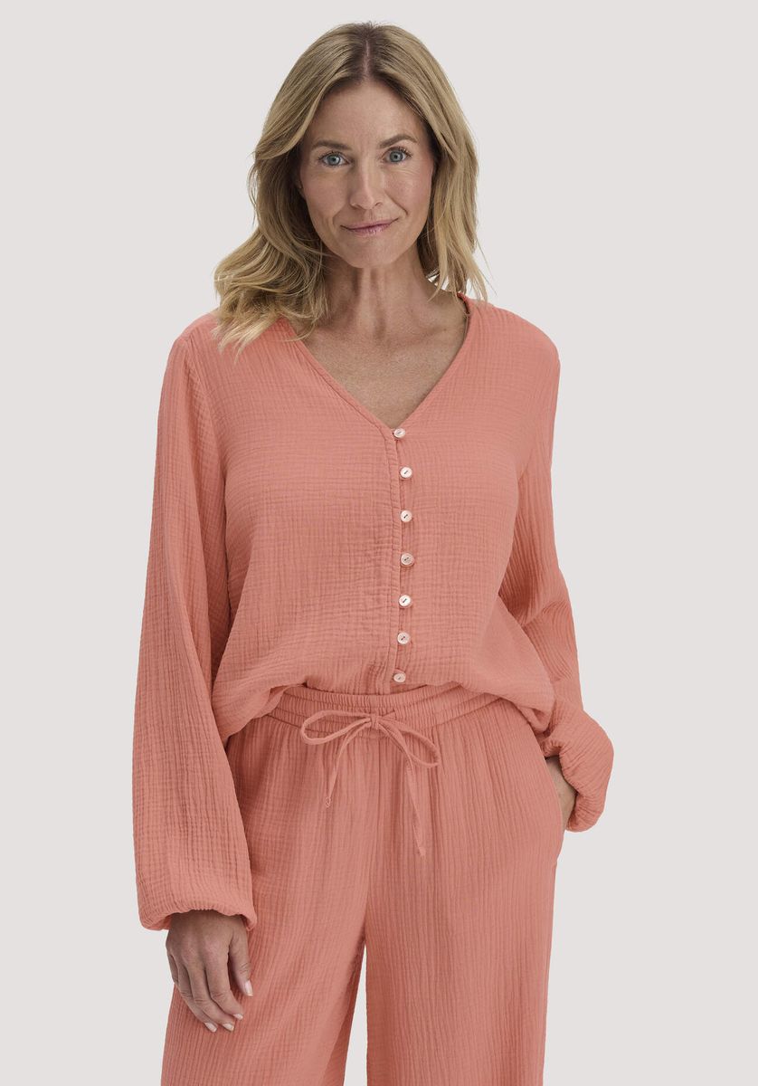Relaxte Musselin-Bluse zum Knöpfen
