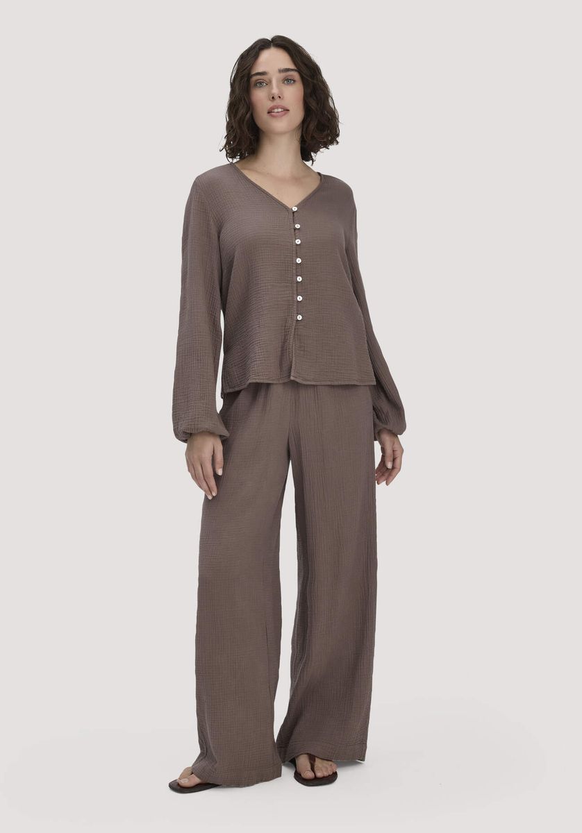 Locker Geschnittene Musselin-Bluse