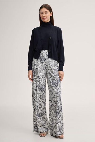Cardigan mit V-Ausschnitt aus Schurwoll-Seidenmix